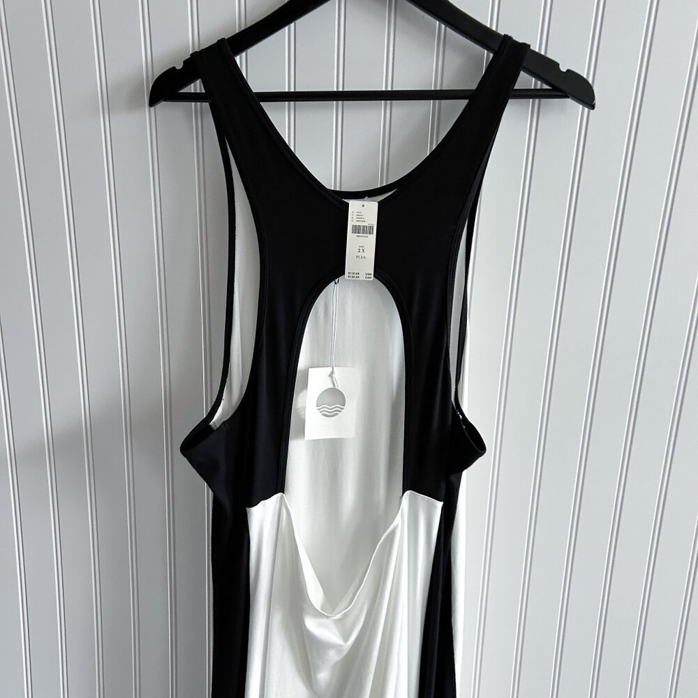 Anthropologie Plus Daily Practice Black & White Colorblock Racer Midi Dress 2X - Picture 3 of 6